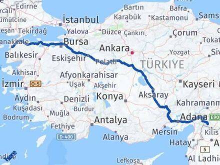 Kilis Musabeyli Çanakkale Arası Kaç Km - Yol Haritası
