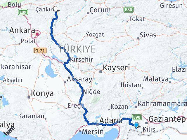Kilis Musabeyli Çankırı Arası Kaç Km - Yol Haritası