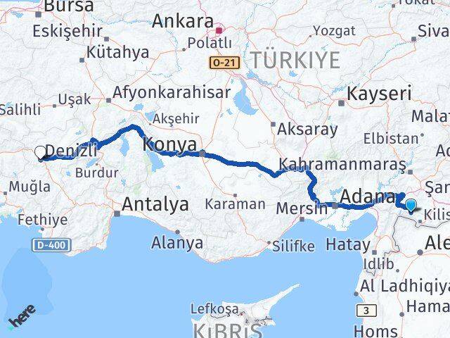 Kilis Musabeyli Denizli Arası Kaç Km - Yol Haritası