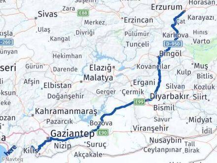 Kilis Musabeyli Erzurum Arası Kaç Km - Yol Haritası
