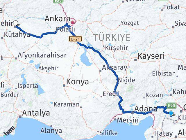 Kilis Musabeyli Eskişehir Arası Kaç Km - Yol Haritası