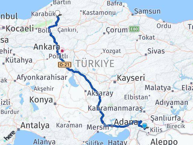 Kilis Musabeyli Karabük Arası Kaç Km - Yol Haritası