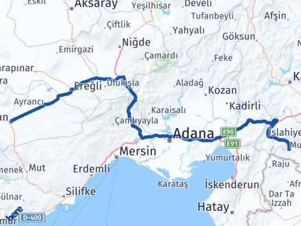 Kilis Musabeyli Karaman Arası Kaç Km - Yol Haritası