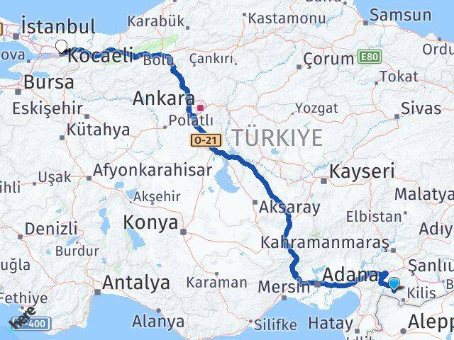 Kilis Musabeyli Kocaeli Arası Kaç Km - Yol Haritası