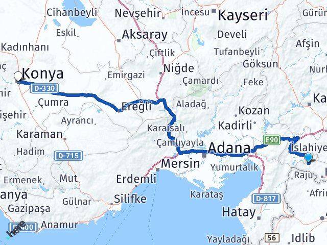 Kilis Musabeyli Konya Arası Kaç Km - Yol Haritası