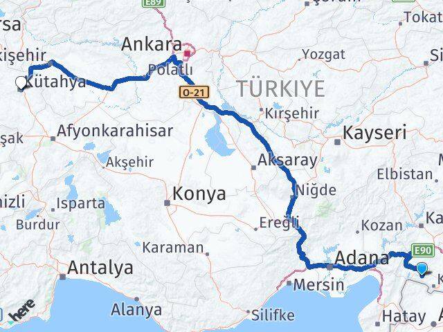 Kilis Musabeyli Kütahya Arası Kaç Km - Yol Haritası