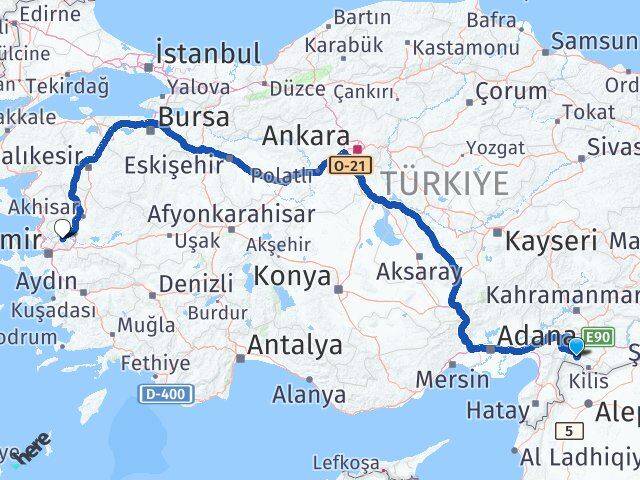 Kilis Musabeyli Manisa Arası Kaç Km - Yol Haritası
