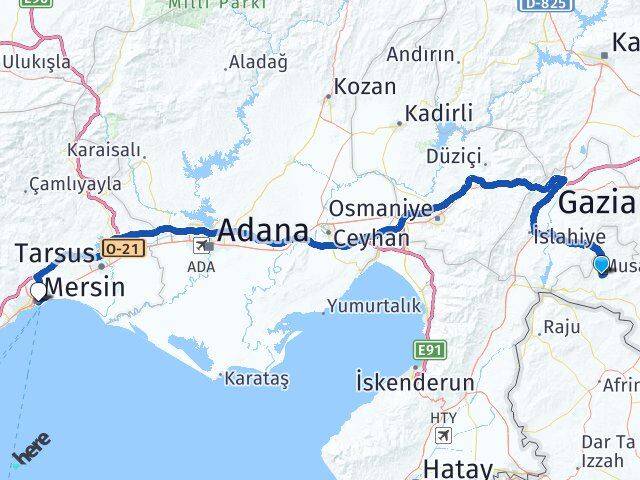 Kilis Musabeyli Mersin Arası Kaç Km - Yol Haritası