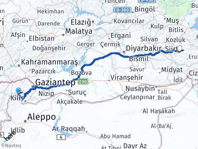 Kilis Musabeyli Siirt Arası Kaç Km - Yol Haritası
