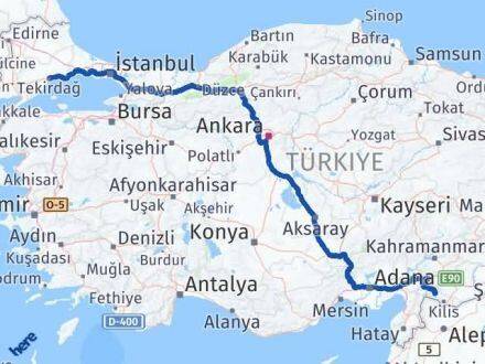 Kilis Musabeyli Tekirdağ Arası Kaç Km - Yol Haritası