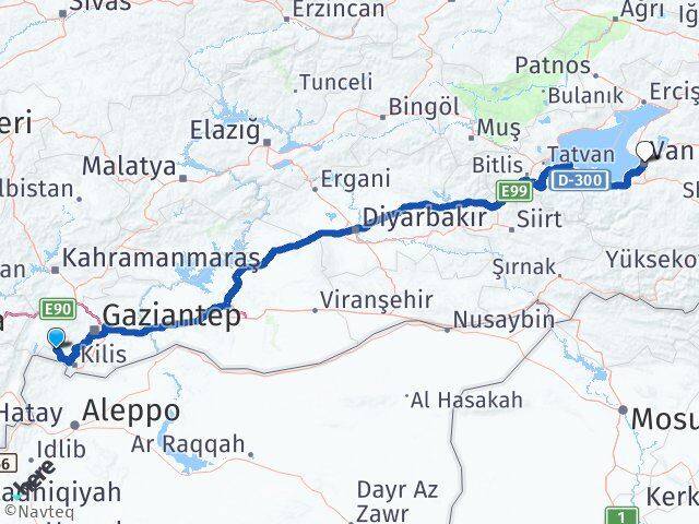 Kilis Musabeyli Van Arası Kaç Km - Yol Haritası