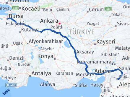 Kilis Osmangazi Bursa Arası Kaç Km - Yol Haritası
