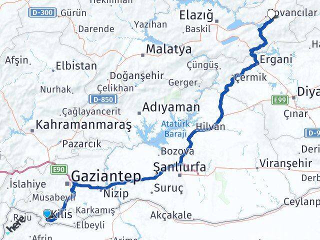 Kilis Palu Elazığ Arası Kaç Km - Yol Haritası