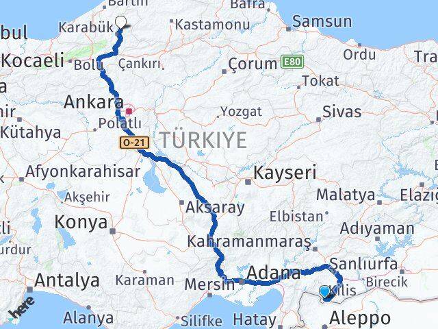Kilis Safranbolu Karabük Arası Kaç Km - Yol Haritası