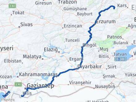 Kilis Şenkaya Erzurum Arası Kaç Km - Yol Haritası