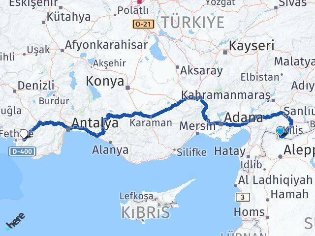 Kilis Seydikemer Muğla Arası Kaç Km - Yol Haritası