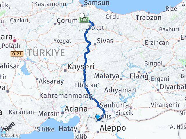 Kilis Taşova Amasya Arası Kaç Km - Yol Haritası