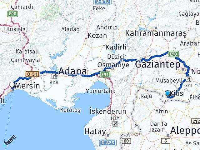 Kilis Toroslar Mersin Arası Kaç Km - Yol Haritası