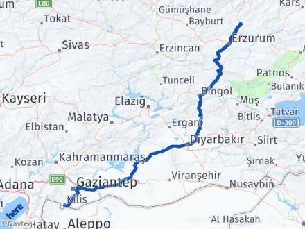 Kilis Tortum Erzurum Arası Kaç Km - Yol Haritası