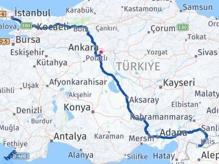 Kilis Üsküdar İstanbul Arası Kaç Km - Yol Haritası
