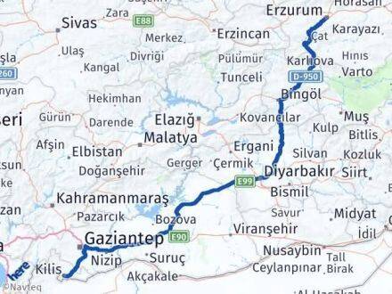 Kilis Yakutiye Erzurum Arası Kaç Km - Yol Haritası