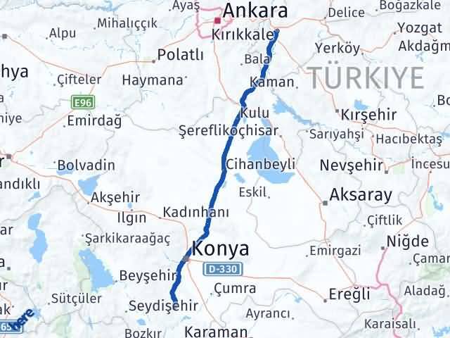 Kırıkkale Akören Konya Arası Kaç Km - Yol Haritası
