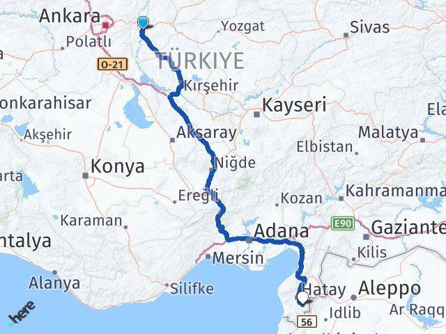 Kırıkkale Altınözü Hatay Arası Kaç Km - Yol Haritası