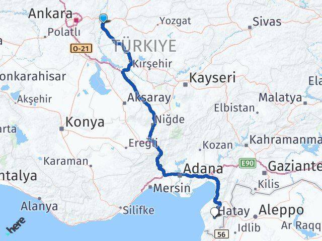 Kırıkkale Antakya Hatay Arası Kaç Km - Yol Haritası