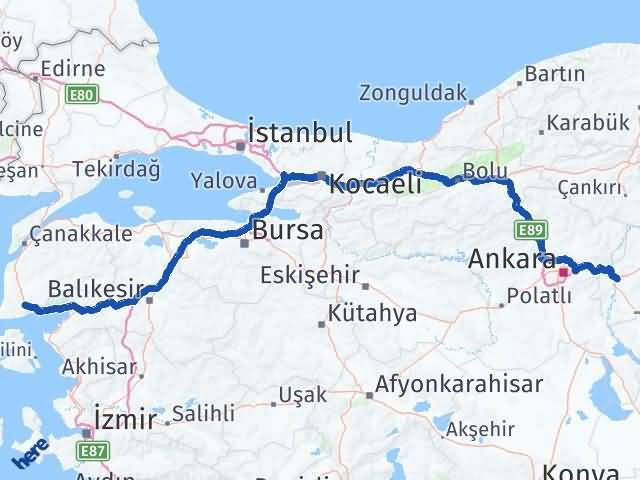Kırıkkale Ayvacık Çanakkale Arası Kaç Km - Yol Haritası