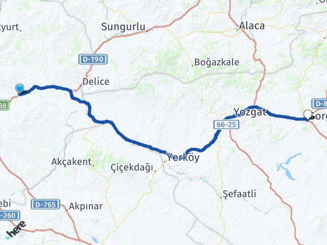 Kırıkkale Balışeyh Sorgun Yozgat Arası Kaç Km - Yol Haritası
