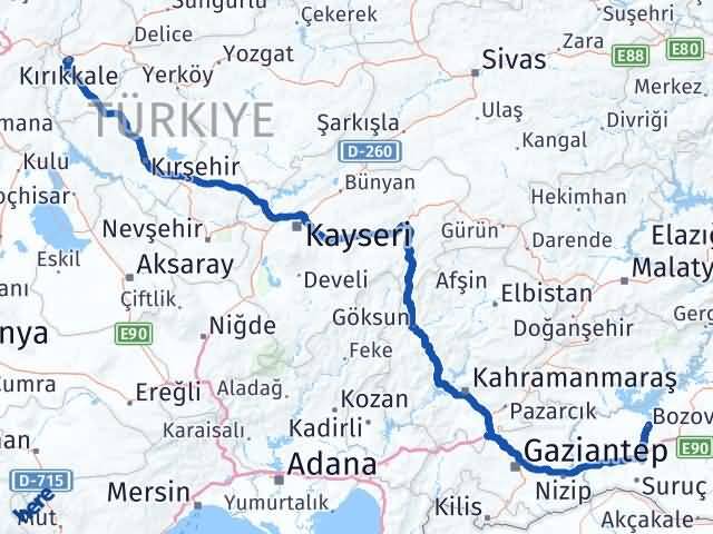 Kırıkkale Bozova Şanlıurfa Arası Kaç Km - Yol Haritası