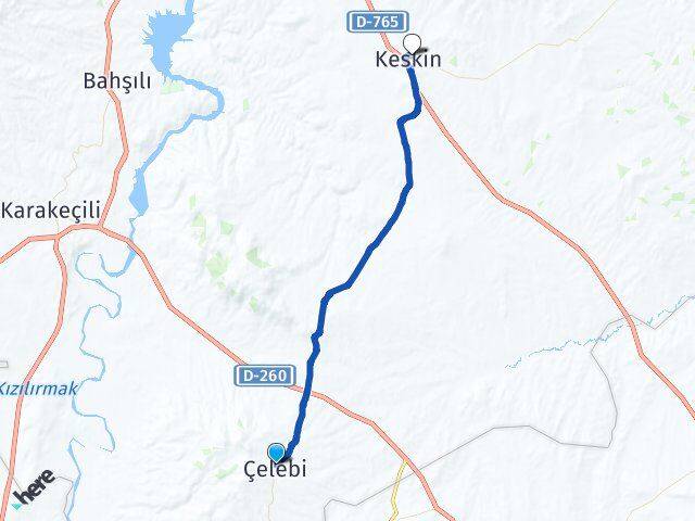 Kırıkkale Çelebi Keskin Arası Kaç Km - Yol Haritası