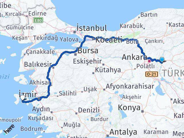 Kırıkkale Çeşme İzmir Arası Kaç Km - Yol Haritası