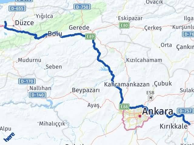 Kırıkkale Çilimli Düzce Arası Kaç Saat? Yol Haritası, Yakıt, Rota ve Mesafe Hesaplama Kırıkkale Çilimli Düzce Arası Kaç Km? Kaç Saat? Yol Haritası