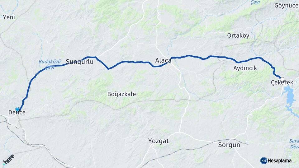 Kırıkkale Delice Çekerek Yozgat Arası Kaç Km - Yol Haritası