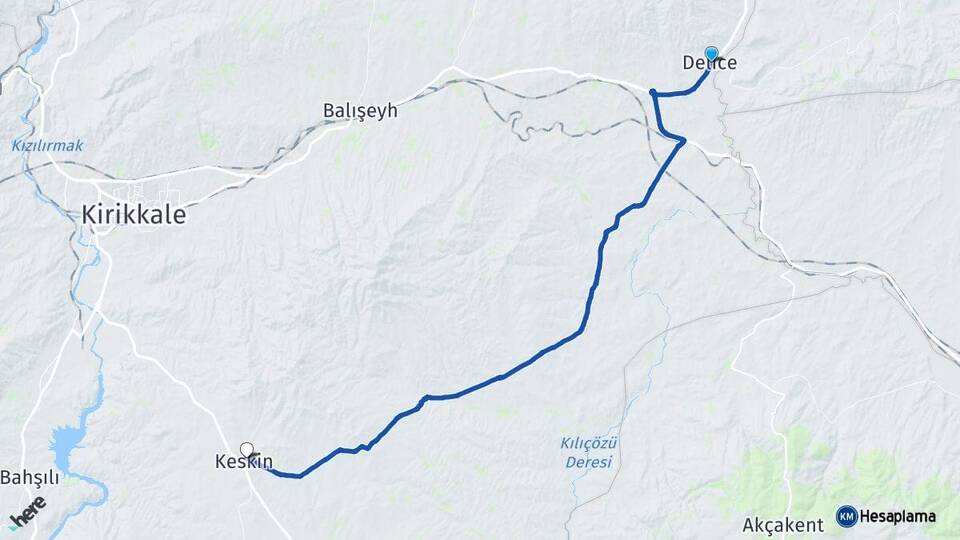 Kırıkkale Delice Keskin Arası Kaç Km - Yol Haritası