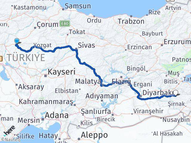 Kırıkkale Delice Siirt Arası Kaç Km - Yol Haritası