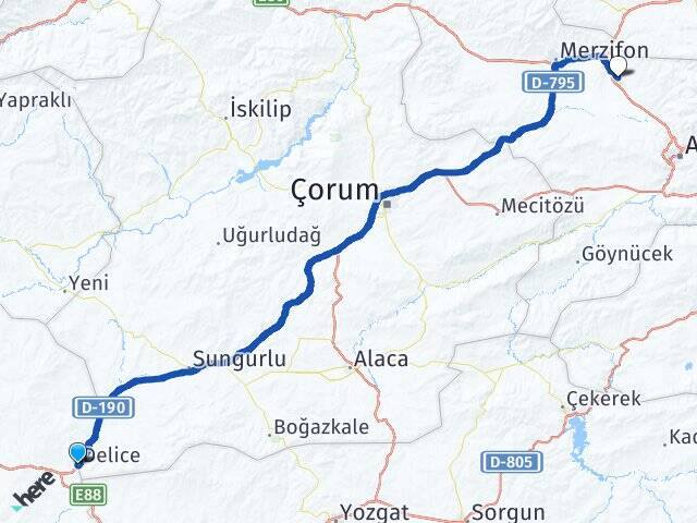 Kırıkkale Delice Suluova Amasya Arası Kaç Km - Yol Haritası