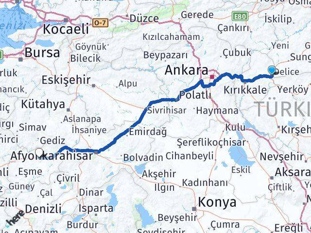 Kırıkkale Delice Uşak Arası Kaç Km - Yol Haritası