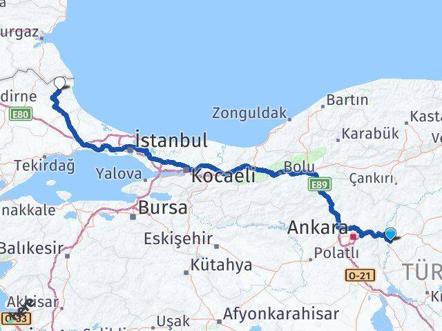 Kırıkkale Demirköy Kırklareli Arası Kaç Km - Yol Haritası