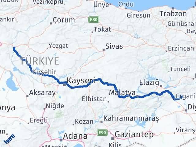 Kırıkkale Dicle Diyarbakır Arası Kaç Km - Yol Haritası