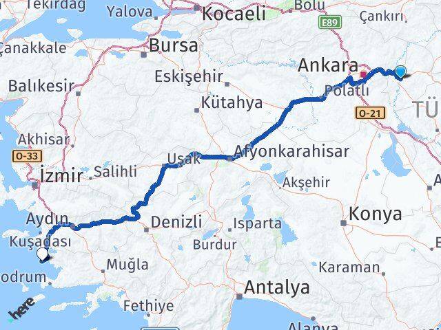 Kırıkkale Didim Aydın Arası Kaç Km - Yol Haritası