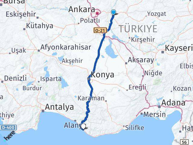 Kırıkkale Gazipaşa Antalya Arası Kaç Km - Yol Haritası