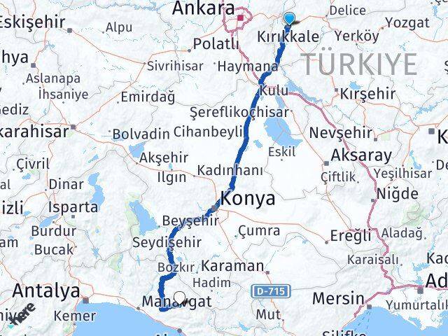 Kırıkkale Gündoğmuş Antalya Arası Kaç Km - Yol Haritası