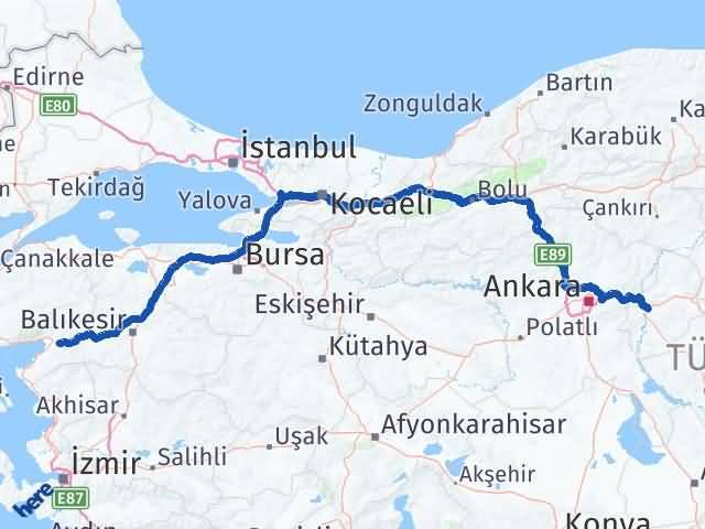 Kırıkkale Havran Balıkesir Arası Kaç Km - Yol Haritası