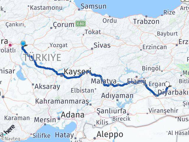 Kırıkkale Hazro Diyarbakır Arası Kaç Km - Yol Haritası