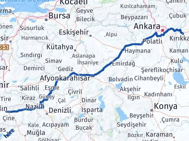 Kırıkkale İncirliova Aydın Arası Kaç Km - Yol Haritası