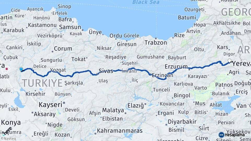 Kırıkkale Kağızman Kars Arası Kaç Km - Yol Haritası
