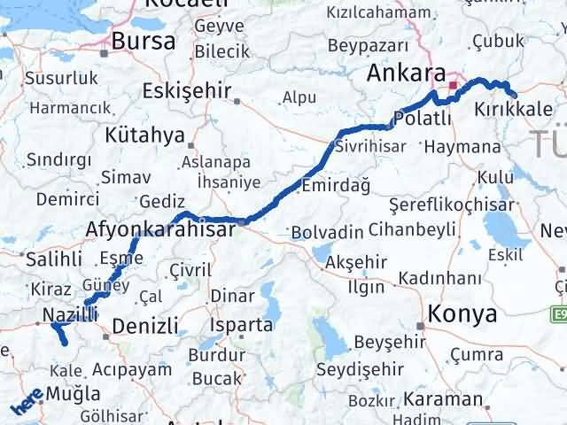 Kırıkkale Karacasu Aydın Arası Kaç Km - Yol Haritası