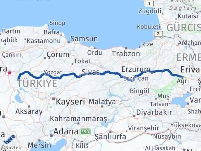 Kırıkkale Karakeçili Ağrı Arası Kaç Km - Yol Haritası